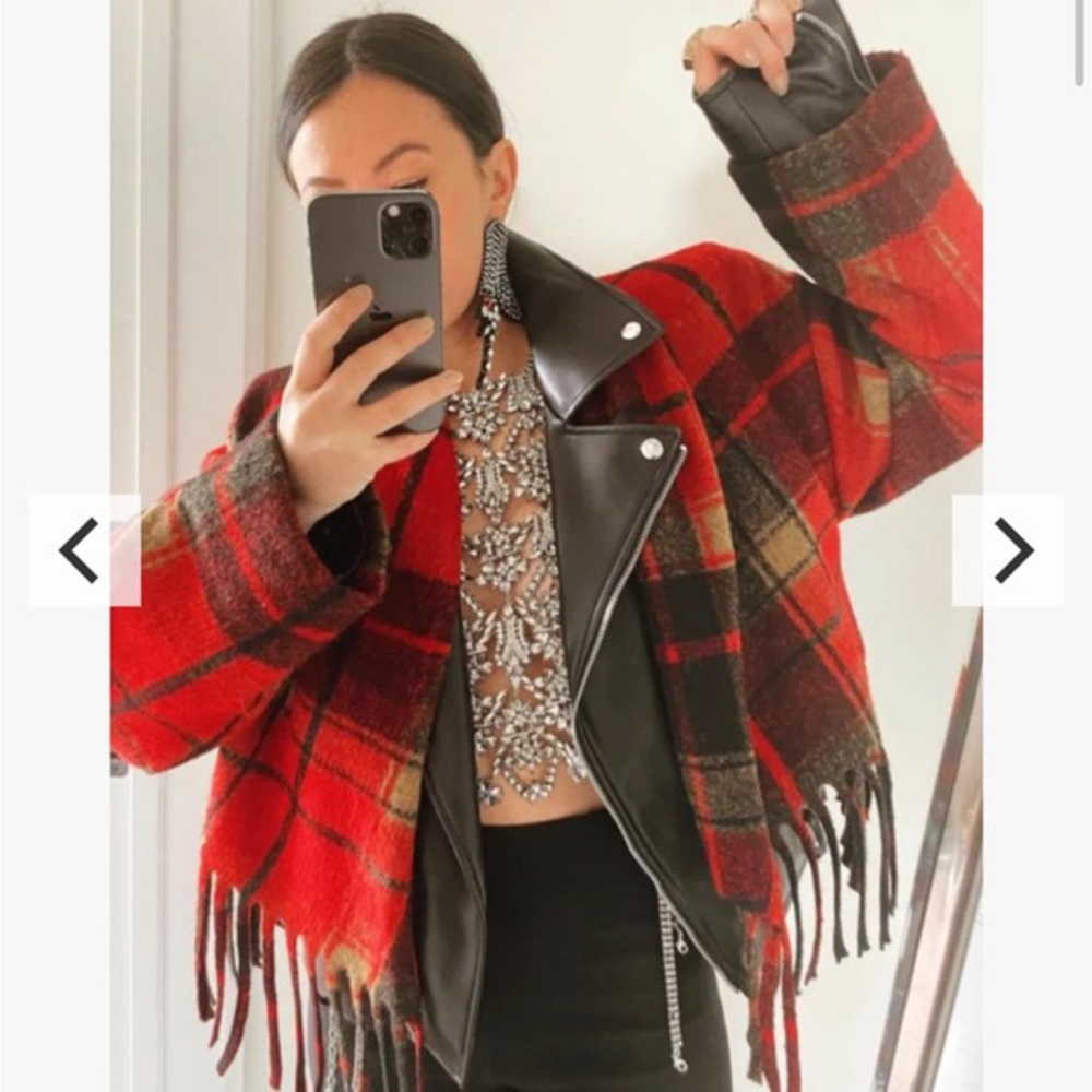 NWT DYLANLEX DLEX DOLMAN SLEEVED FLANNEL FRINGE JACKET